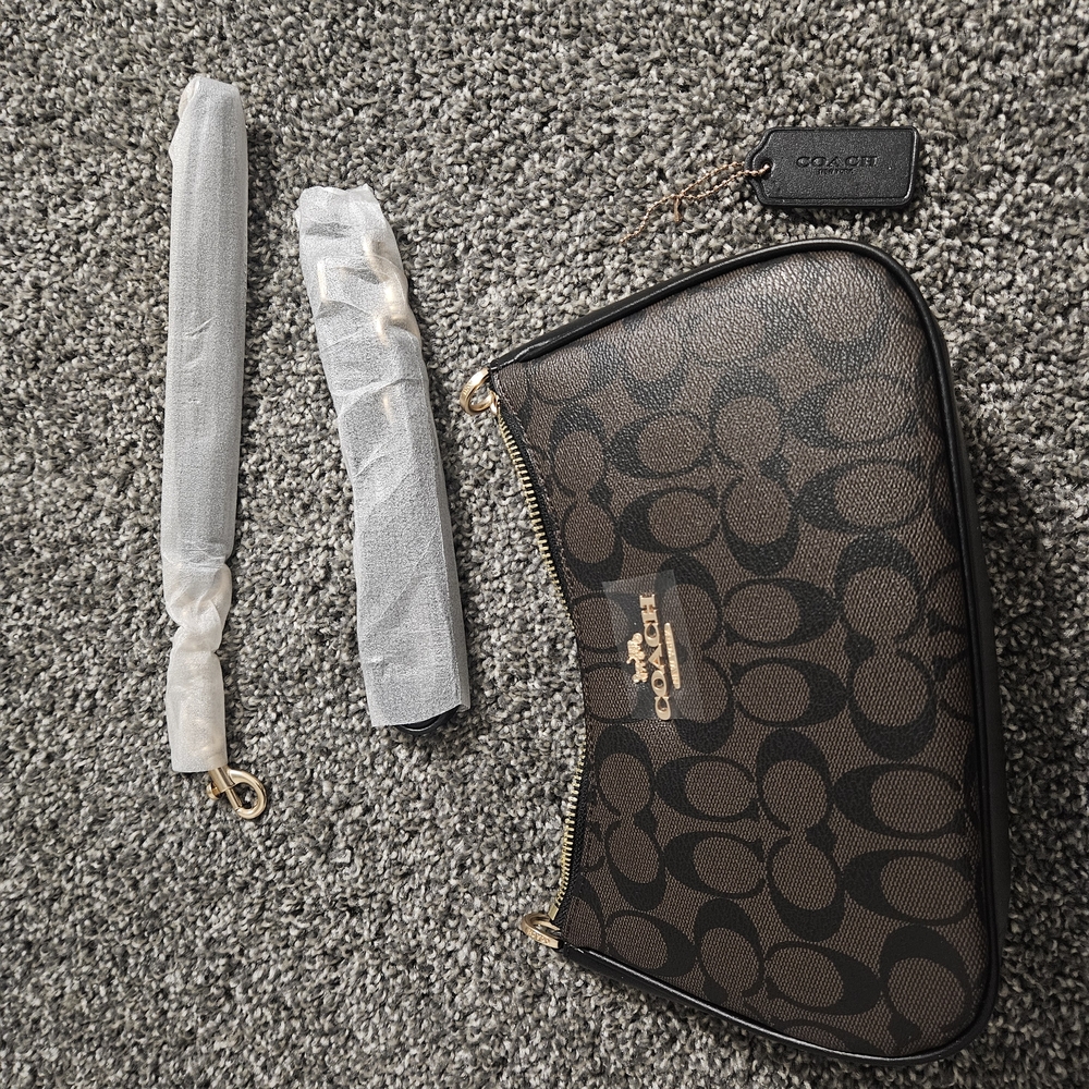 Coach Black and Gold Zippered Pouch